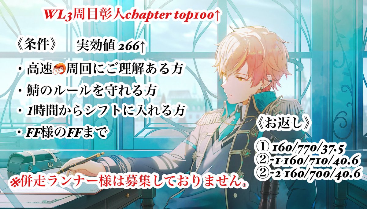 イベントお疲れ様でした🍵 彰人くんWLTOP100＆7周目箱イベTOP20