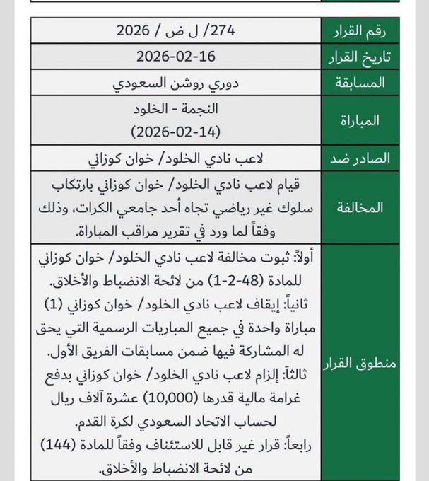 24 ساعه ونزلت عقوبه عليه 
نادي النصر من يوم كنت صغير وهم عليهم عقوبات ماتنفذت للحين  #الانضباط