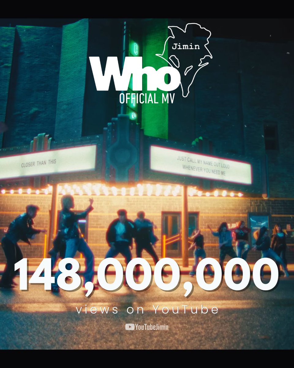 "Who" Official MV by #JIMIN has surpassed 148 million views on YouTube!

Congratulations Jimin 🥳🎉

Keep streaming! We're getting close to 150M views!
🔗: youtu.be/Av9DvtlJ9_M

#Jimin_Who #Jimin_MUSE #지민
