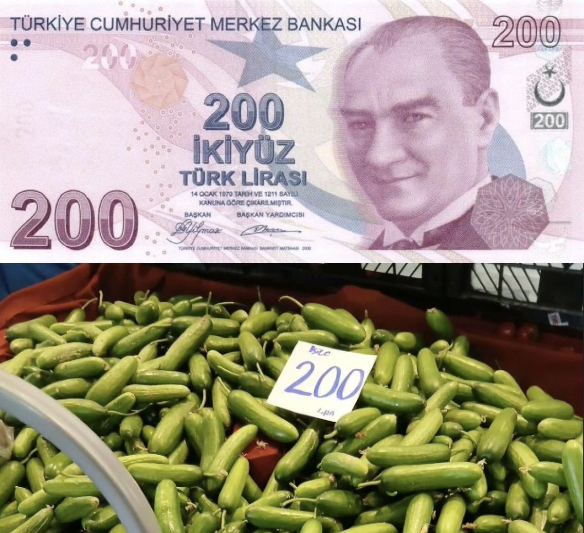 23 yıldır “asrın lideri” tarafından yönetilen ve süper güç olduğu iddia edilen bir ülkede, en büyük banknotla 1 kilo hıyar alabiliyorsun.