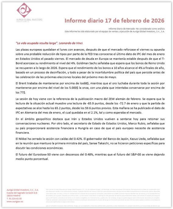 #Felizmartes Informe diario Auriga 17/02/2026