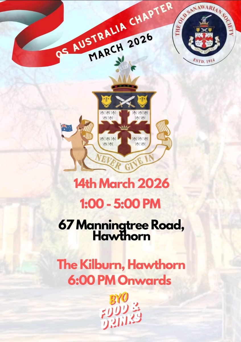 OSS Australia Chapter invites all Old Sanawarians for an OS reunion, at Melbourne, on 14th March 26. Mrs Varsha has very kindly offered to host the event.  #OSPride 
#OldSanawarian