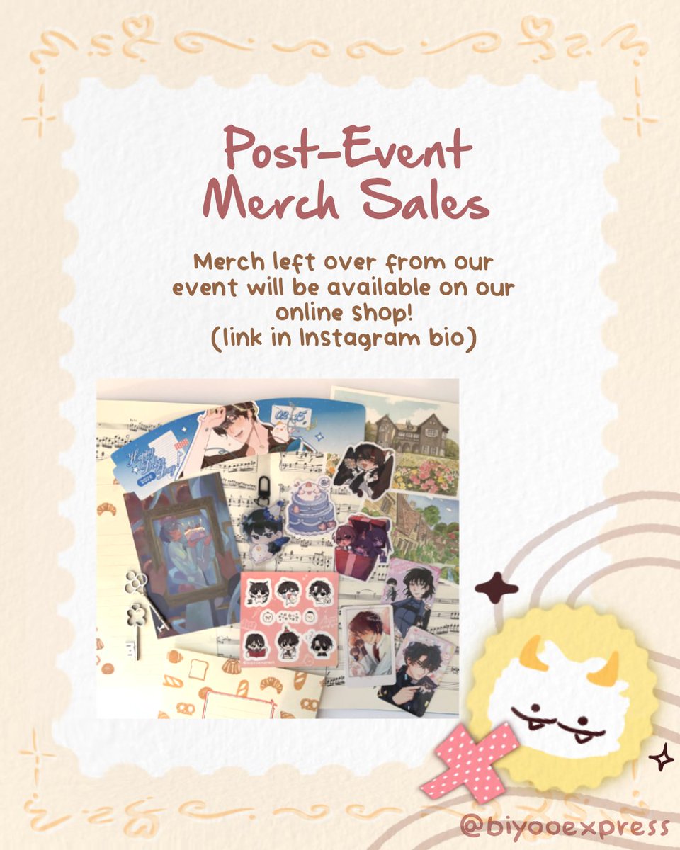 Biyooexpress's tweet photo. Thank you to everyone who came to the event last week!
Left over merch is available for purchase online! A reprint batch of acrylic charms and a handful of full bundles will be added soon! Another post will be posted
 https://t.co/1gj0BnTxfN 
#ORV https://t.co/2sLWRx5FpC