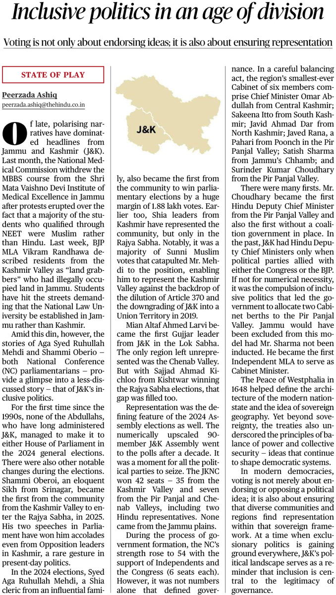 peerashiq's tweet photo. A Hindu deputy CM and a Sikh, a Shia, a Gujjar MP showcase well- curated politics of inclusiveness in Kashmir. https://t.co/W3TjRmydhd