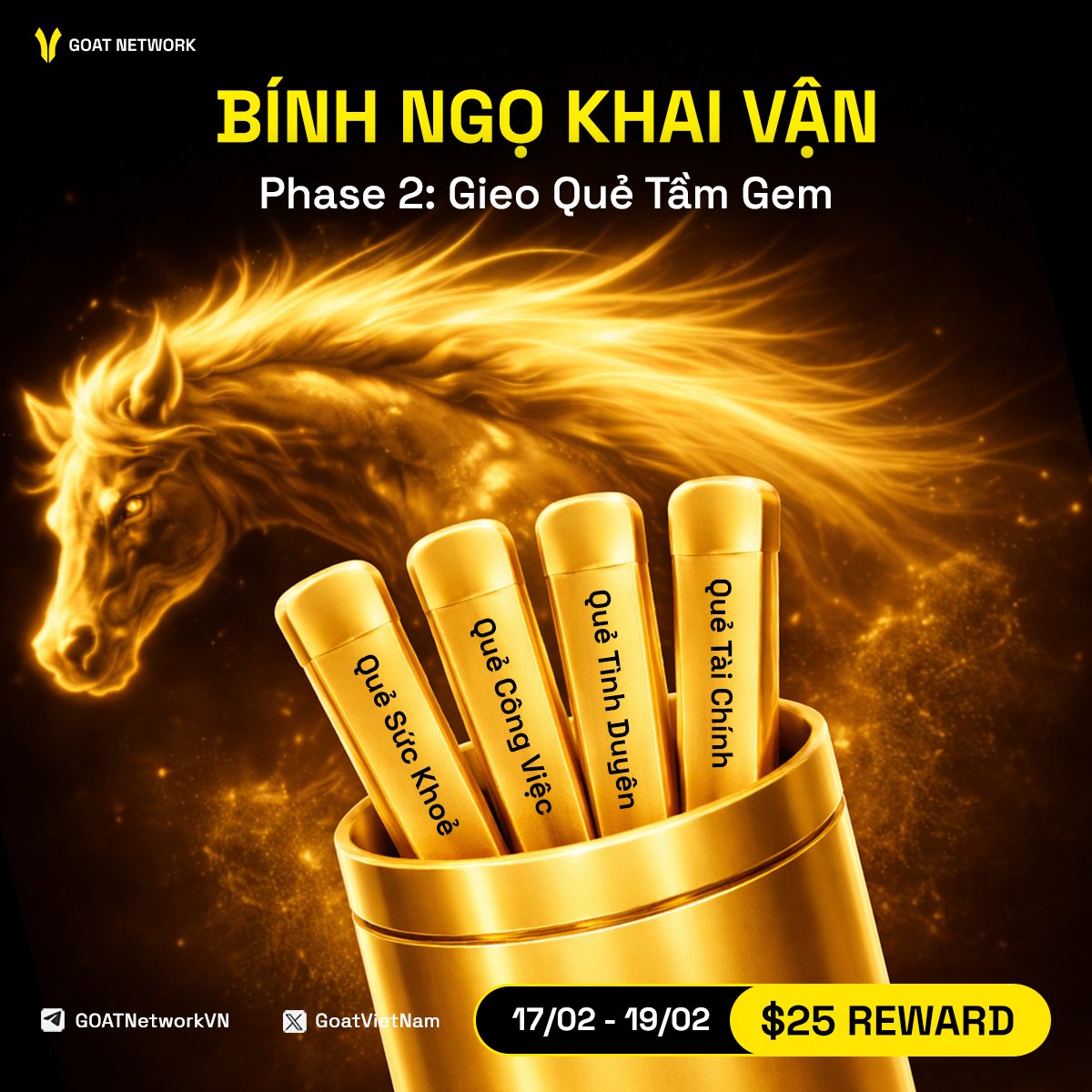 🐎 GIEO QUẺ ĐẦU NĂM - RINH LÌ XÌ TỪ GOAT NETWORK

Năm mới Bính Ngọ, bạn đang kỳ vọng điều gì nhất? Hãy để GOAT giải mã vận may của bạn thông qua 4 quẻ thẻ đặc biệt ngay hôm nay!

✨ Quẻ thẻ nào được bạn quan tâm nhất?
🧧 Sức Khỏe
🧧 Công Việc
🧧 Tình