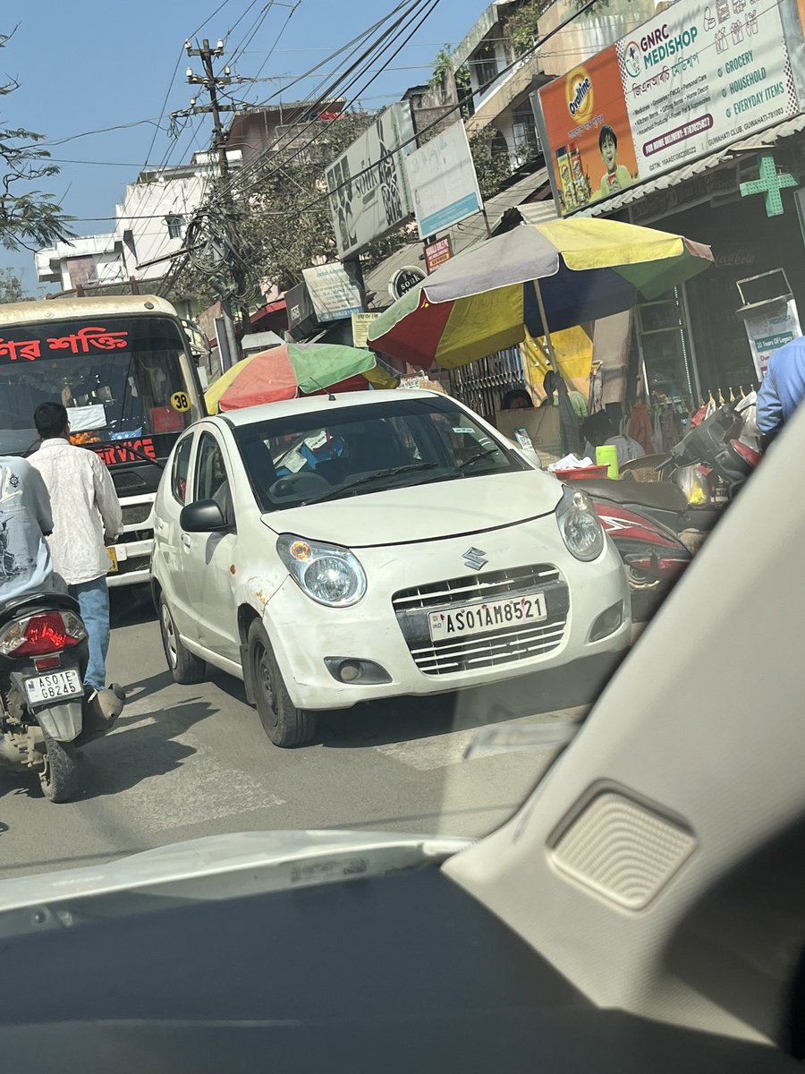 nibir2907's tweet photo. @assampolice Kindly take stern action against such drivers acting as major hindrance against flow of traffic of an already busy road. Place: Near St. Mary's School, Chenikuthi. License Plate: AS01AM8521 https://t.co/5AdWWtLFWq