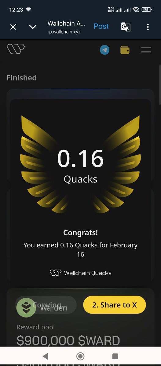 LordD1705's tweet photo. Just earned 0.16 Quacks on @wallchain in one day 🦆

Turn insights into rewards and climb the leaderboard 🥇

Use my referral link – https://t.co/2VqjikEBZU https://t.co/A0A8Zy4fMl
