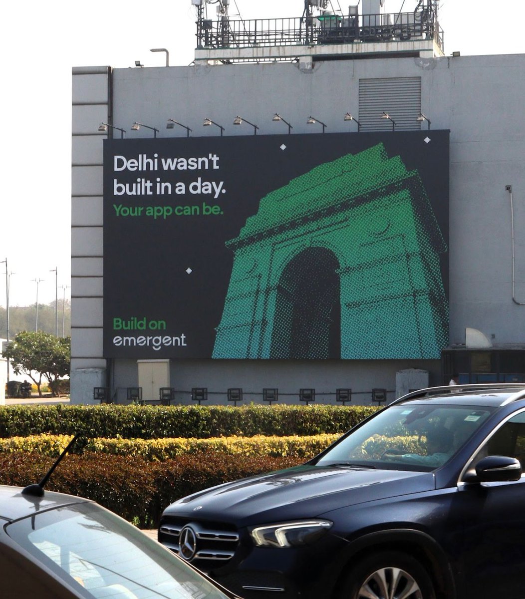 Delhi AI Summit sees bold billboards from Indian AI platform Emergent.

From airport corridors to Delhi streets, the IndiaAI Mission is taking over 🇮🇳