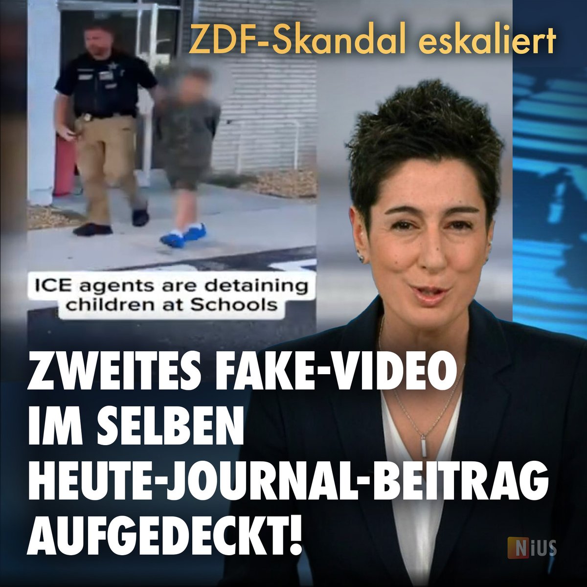 Fiel das ZDF auf einen zweiten Internet-Fake herein – oder wurde das Material bewusst zur Täuschung  der eigenen Zuschauer eingesetzt? Dass Hayali in dem vor Falsch-Material strotzenden Beitrag  das Thema Fake-Videos selbst anspricht, ist suspekt.
nius.de/medien/news/zd…
