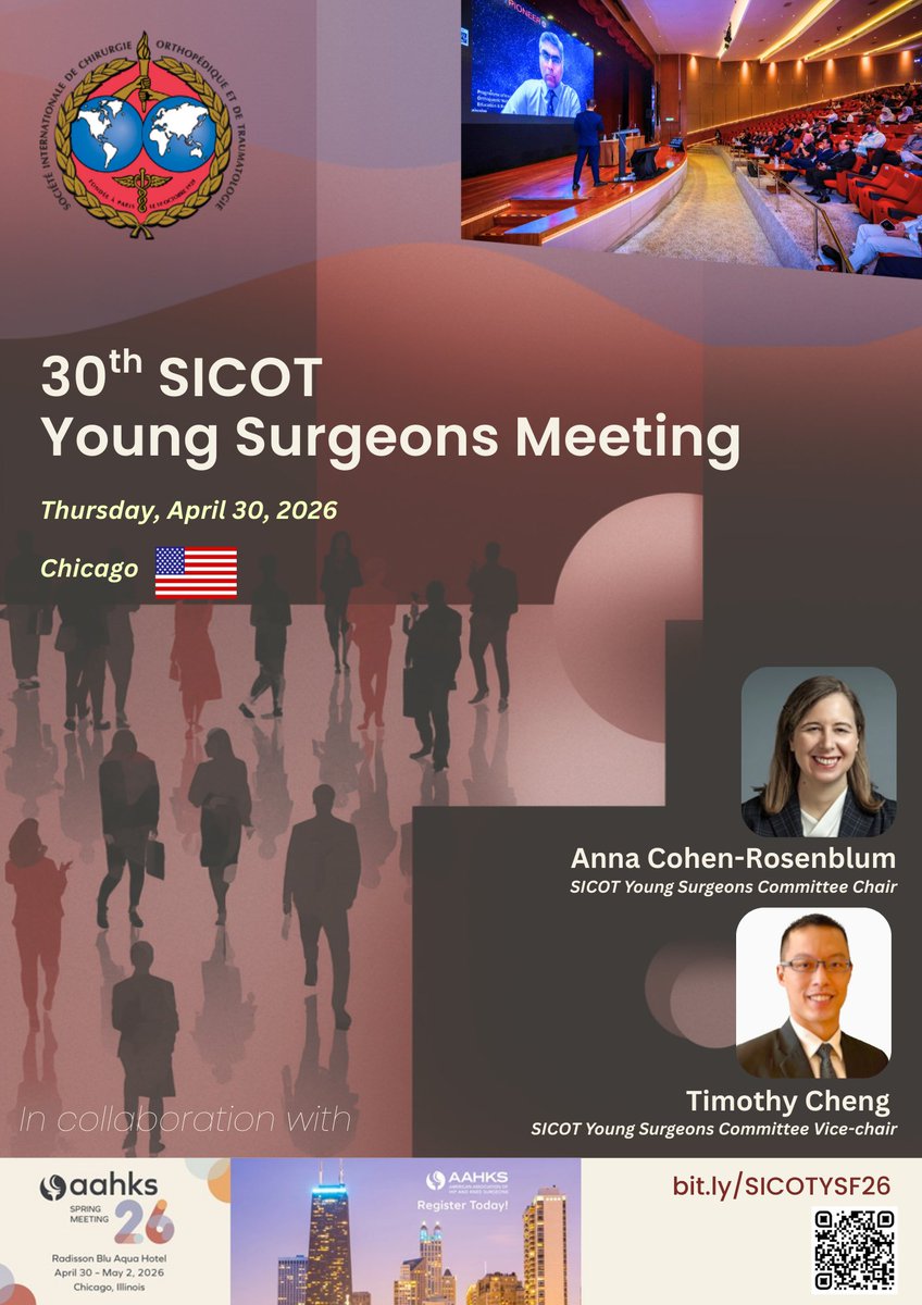 SICOTortho's tweet photo. 💡 Showcase your research on a global stage!

We invites you to present original research before an international audience.
Accepted abstracts will feature alongside keynotes and leadership panels with experts from SICOT and AAHKS.

Deadline: 1 April
🔗https://t.co/d6lzoX0lNO https://t.co/1FfJkVypCr