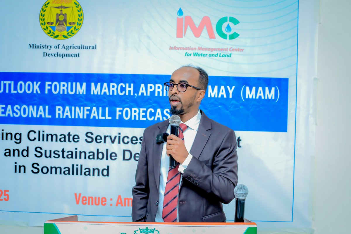 imcsomaliland's tweet photo. The Information Management Center (IMC) &amp; Ministry of Agriculture Development (MoAD), with support from FAO SWALIM, have officially released the March–April–May (MAM) 2026 Long Rains Seasonal Climate Outlook following a national co-production process. https://t.co/YXQYt8QZkW