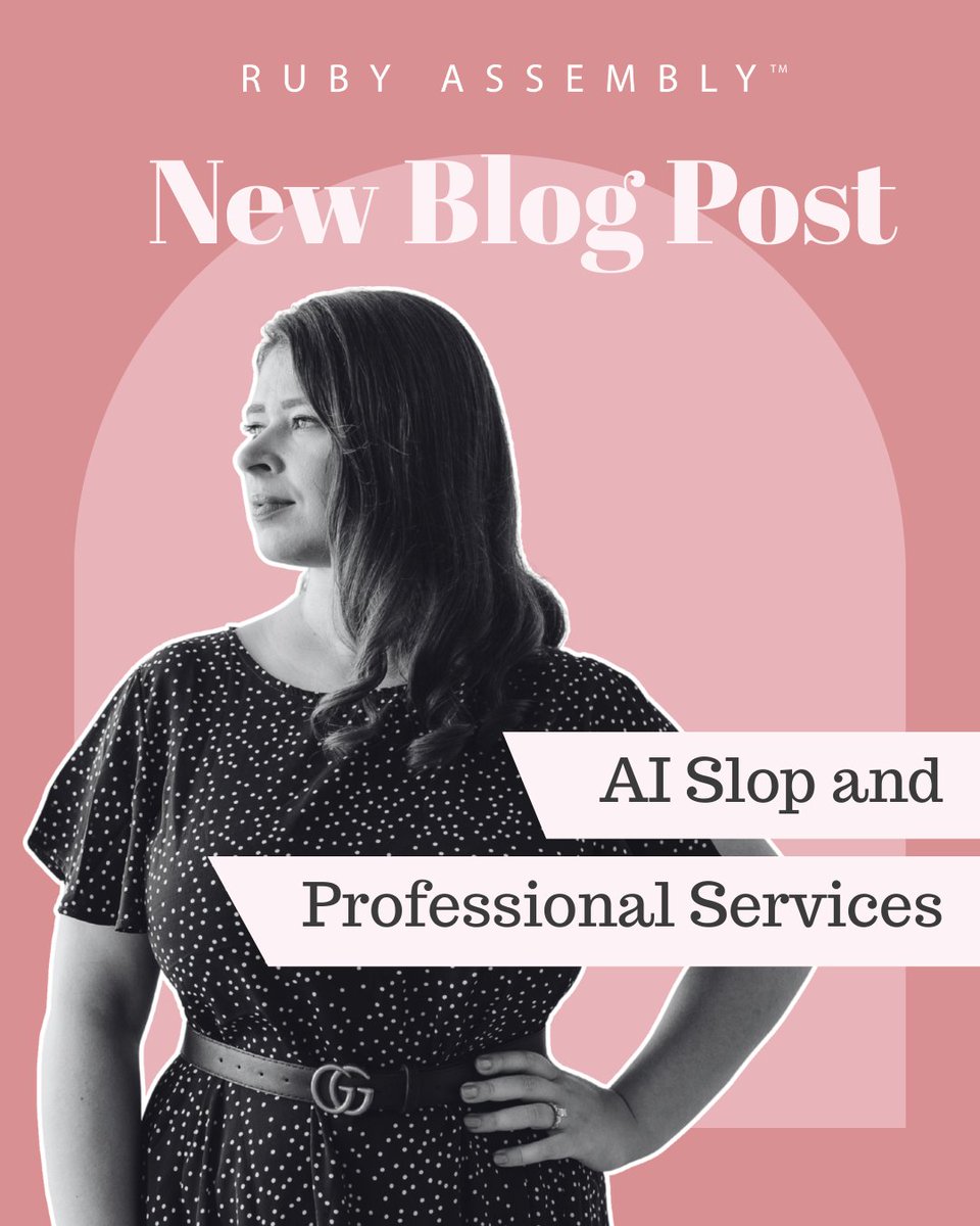 rubyassembly's tweet photo. AI SLOP IN PROFESSIONAL SERVICES: AI has wriggled its way into almost every piece of tech your average punter uses on the daily ... and we're not convinced that's a great thing.

Read on🔗 https://t.co/JduuGTKnIw

#rubyassembly #blogpost  #media #melbourne https://t.co/sFMigTk8Kc