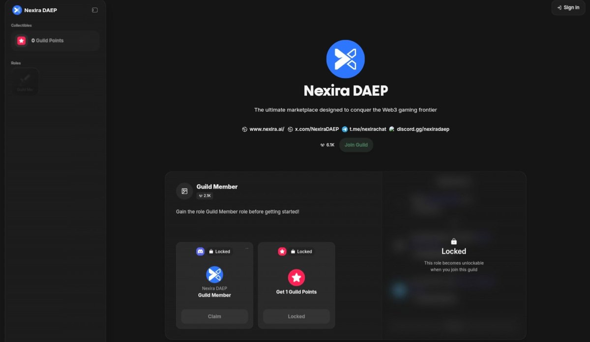 🚨 Nexira Guild Role Claim is LIVE

You can now claim the Guild Member role on Nexira.

🎯 Claim role
➕ Get 1 Guild Point instantly

👇 Claim here
guild.xyz/nexiraDAEP

Takes 10 seconds — don’t miss easy points.

Done ✅
Like ❤️
Repost 🔁
