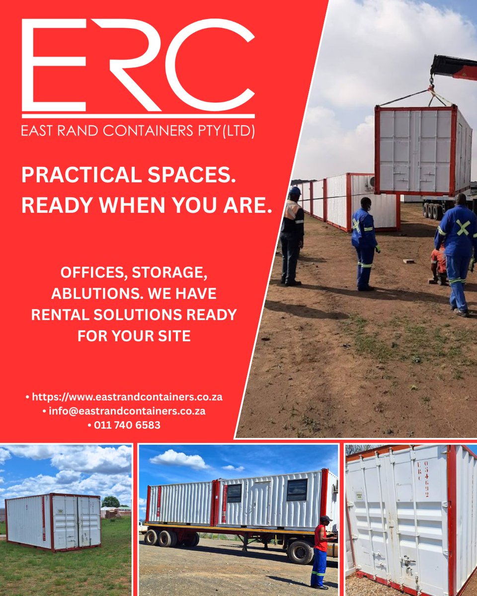 erc_jhb's tweet image. Need office, storage, or ablution containers?
We provide rental units ready for your site.

📞 +27 11 740 6583
🌐 eastrandcontainers.co.za

#ContainerRentals #SiteSolutions #OfficeContainers #RentalSolutions  #ERC