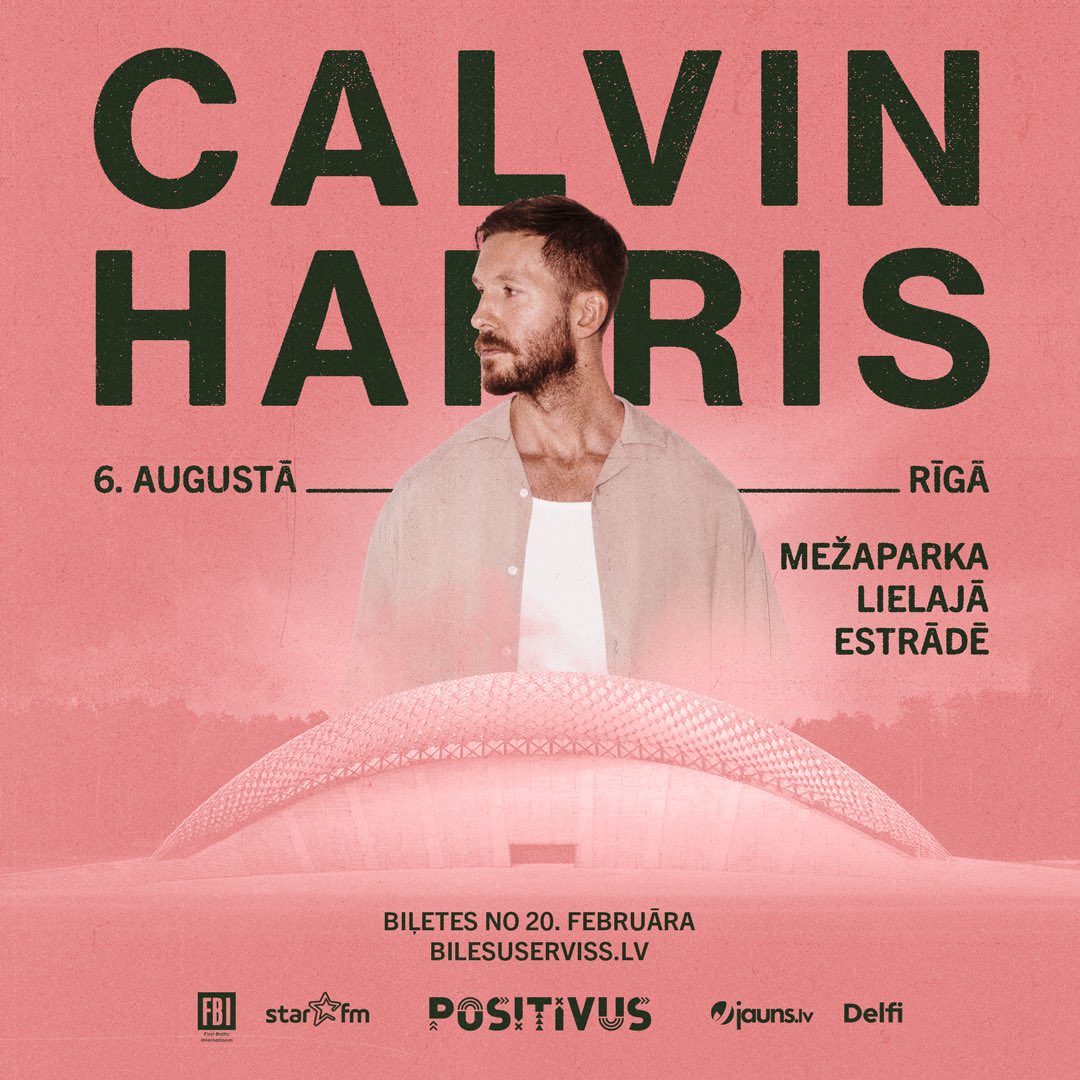 FBILatvia's tweet photo. Pasaules mēroga elektroniskās mūzikas zvaigzne Calvin Harris (@CalvinHarris) šovasar ieradīsies Rīgā un 6. augustā ar ekskluzīvu brīvdabas šovu Baltijā uzstāsies Mežaparka Lielajā estrādē.

🎟️ Biļetes tirdzniecībā no 20. februāra plkst. 10.00 “Biļešu Serviss” tīklā! https://t.co/0VAD8uqbzv