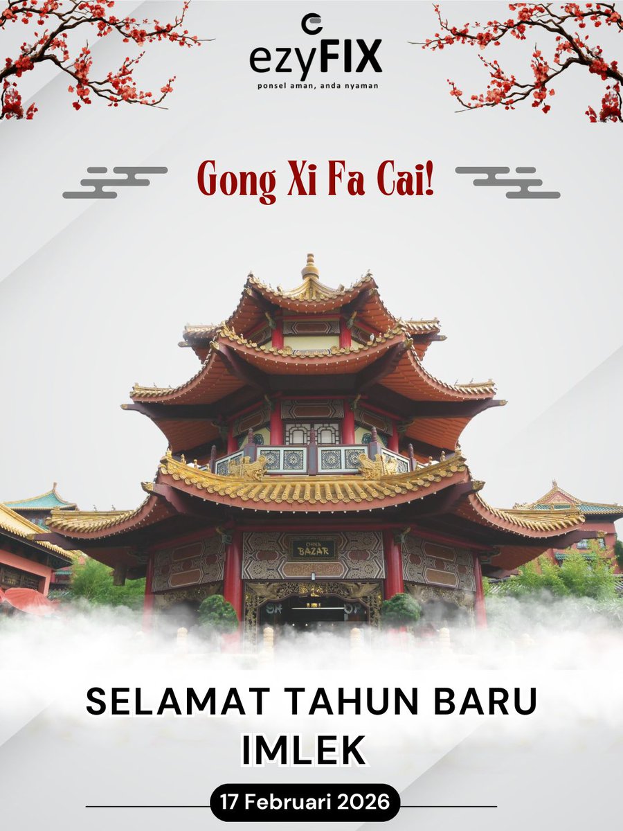 ezyfix_karawang's tweet photo. 🧧 Selamat Tahun Baru Imlek 2026!
Gong Xi Fa Cai!!
#ezyFIX #imlek2026 #servishp #gongxifacai #fypシ https://t.co/RT8zu2lhjg