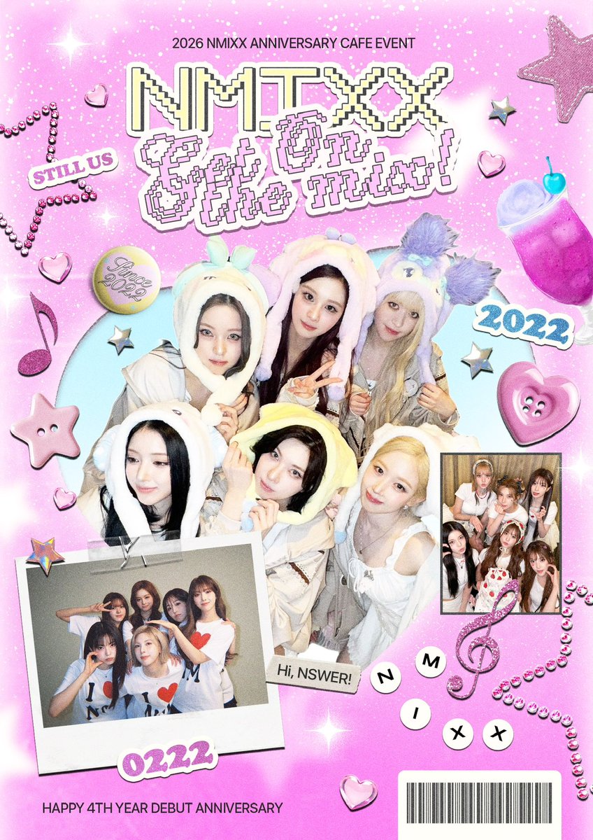 bbamchii's tweet photo. 💗 𝟐𝟎𝟐𝟔 𝐍𝐌𝐈𝐗𝐗 𝟒𝐓𝐇 𝐀𝐍𝐍𝐈𝐕𝐄𝐑𝐒𝐀𝐑𝐘 💗

엔믹스 데뷔 4주년을 기념하여 카페 이벤트를 진행합니다 🫧
NSWER 여러분의 많은 방문 기다릴게요!

🦄 26.2.22 - 2.25
🫧 대구 큐피드
🫧 부산 바닐라808

#NMIXX_Get_On_the_MIX

#NMIXX #엔믹스 
#릴리 #해원 #설윤 #배이 #지우 #규진 https://t.co/VJieTPUNAs
