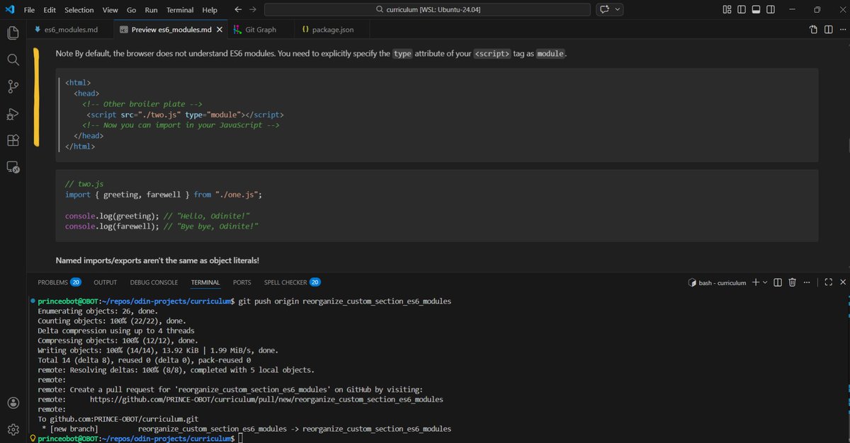 obot_princ7790's tweet photo. #JavaScriptLesson
OSS Contributor 🎉
Contributed: Add prerequisite before using ES module import for browser to understand earlier in the section
👇 https://t.co/4Yauc0NXKq