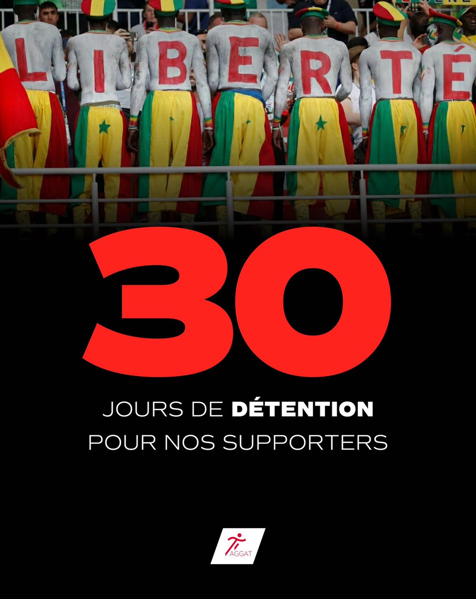 #LibertéPourNosSupporters

Un mois de détention aujourd’hui pour les 18 supporters sénégalais, détenus depuis la finale de la CAN 2025.