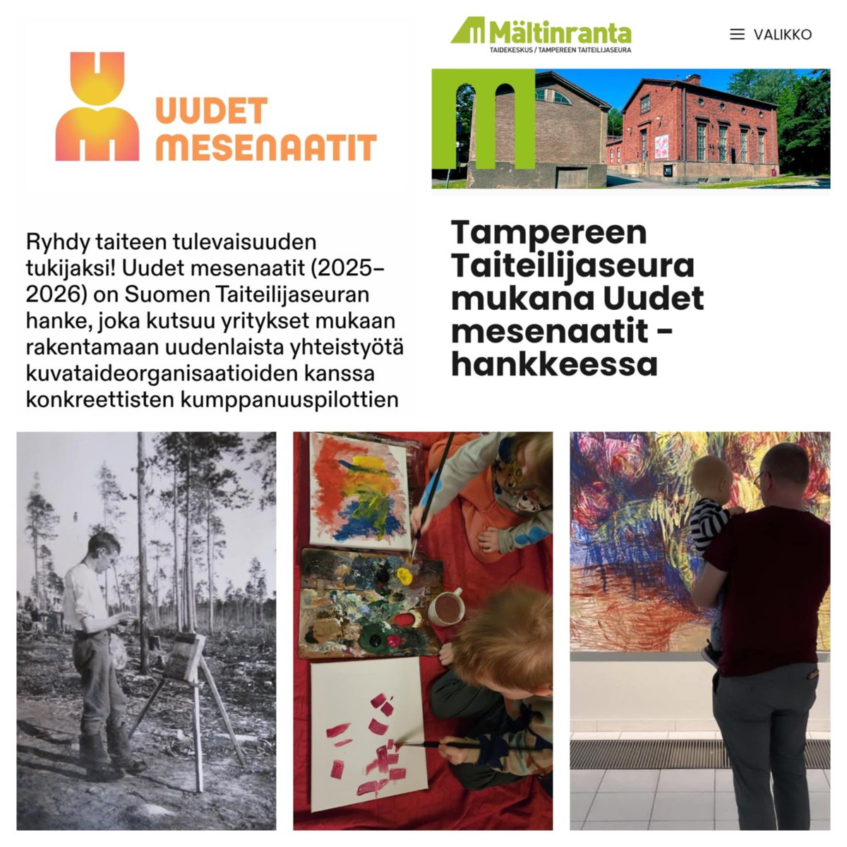 AkiraRopo's tweet image. Miten kuvataide voi vahvistaa yrityksen brändiä, tukea työhyvinvointia ja toimia osana vastuullista ja merkityksellistä liiketoimintaa?
Järjestämme @k2tre @taiteilijaseura ☕️ ti 10.3
Taidekeskus Mältinranta 
#uudetmesenaatit #taide 
artists.fi/fi/uudet-mesen…