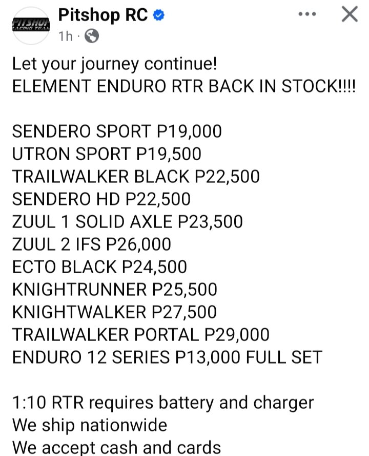 zal_rc's tweet photo. ⚠️Latest stock of Element RCs @ our favorite RC shop in the Philippines 👉 PITSHOP RC 🏁

CTTO PITSHOP RC
#rccars #elementrc https://t.co/qgsVnzrs7L