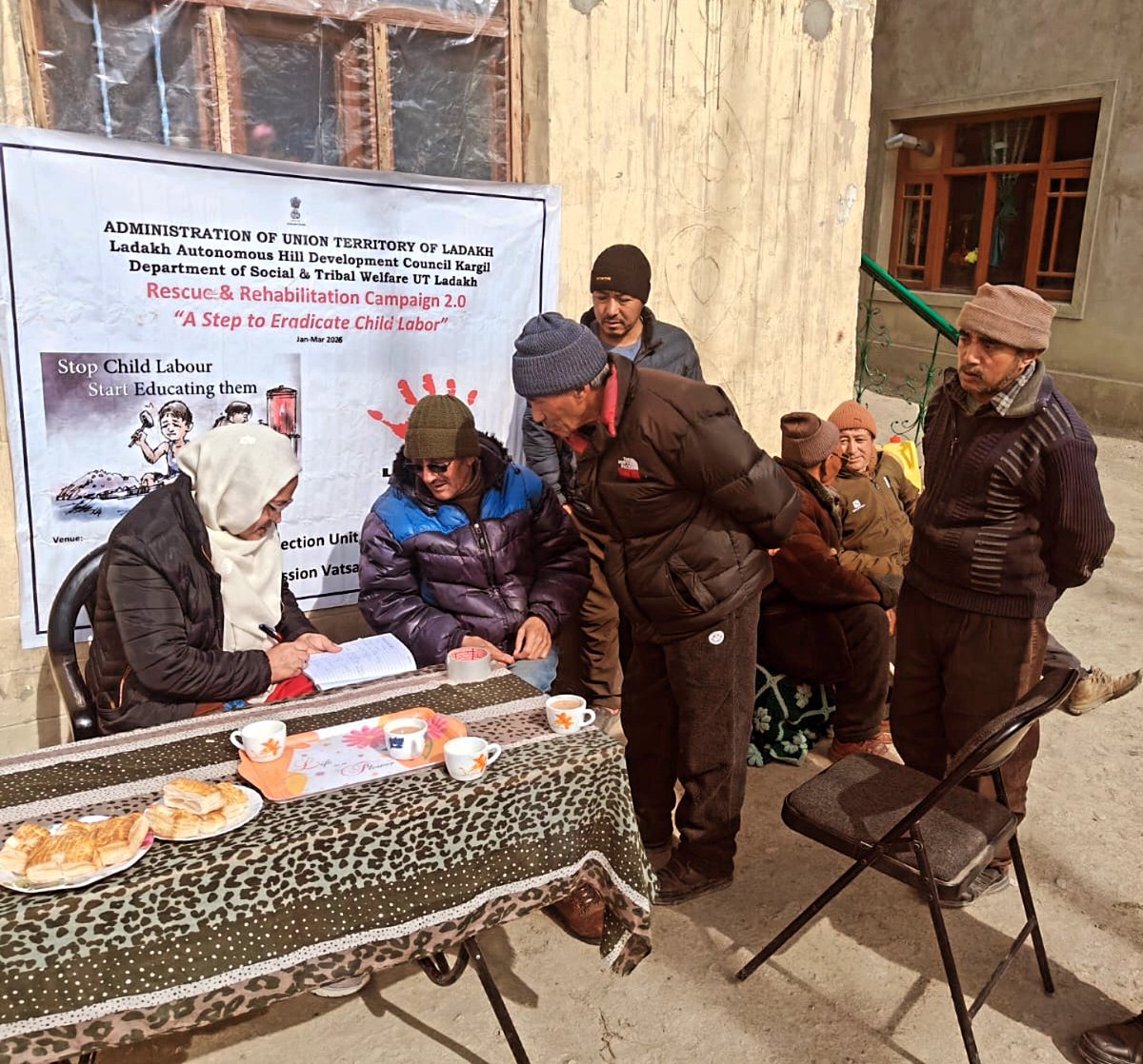dcpukargil's tweet photo. Awareness programme held at Wakha to promote Pan-India Rescue &amp; Rehabilitation Campaign. Focuses on eradicating child labour, preventing child begging &amp; strengthening child protection. Community urged to report concerns via 1098. @MinistryWCD @lg_ladakh @ashishkundra @dc_Kgl https://t.co/bksc7HymsL