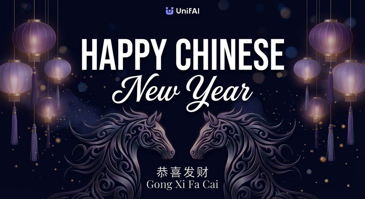 🐴 Happy Chinese New Year from the UnifAI team!
Year of the Horse — a year of speed, power, and breaking free.

Sounds like autonomous DeFi to us. 🧧
Wishing prosperity and good fortune to our community. 新年快乐!