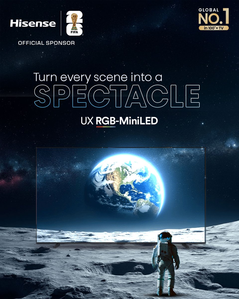 Hisense_IND's tweet photo. Designed for big impact, built with zero compromise. 🌈⚡

#NextLevelViewing #RGBMiniLED #HisenseTV #VisualSpectacle #HomeCinema #ImmersiveMoments https://t.co/a9EZ8dEb0P