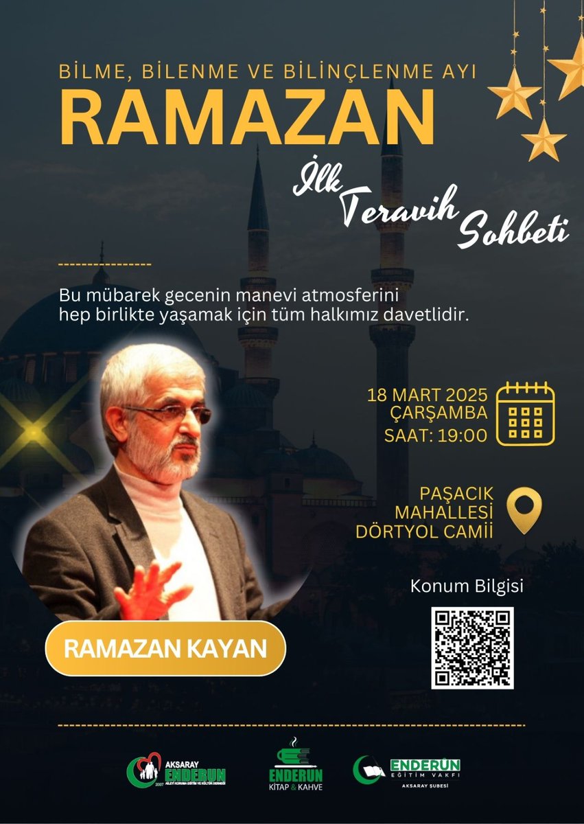 🗓18.02.2026 Çarşamba
🕛19.00
📍Paşacık Mah. Dörtyol Cami