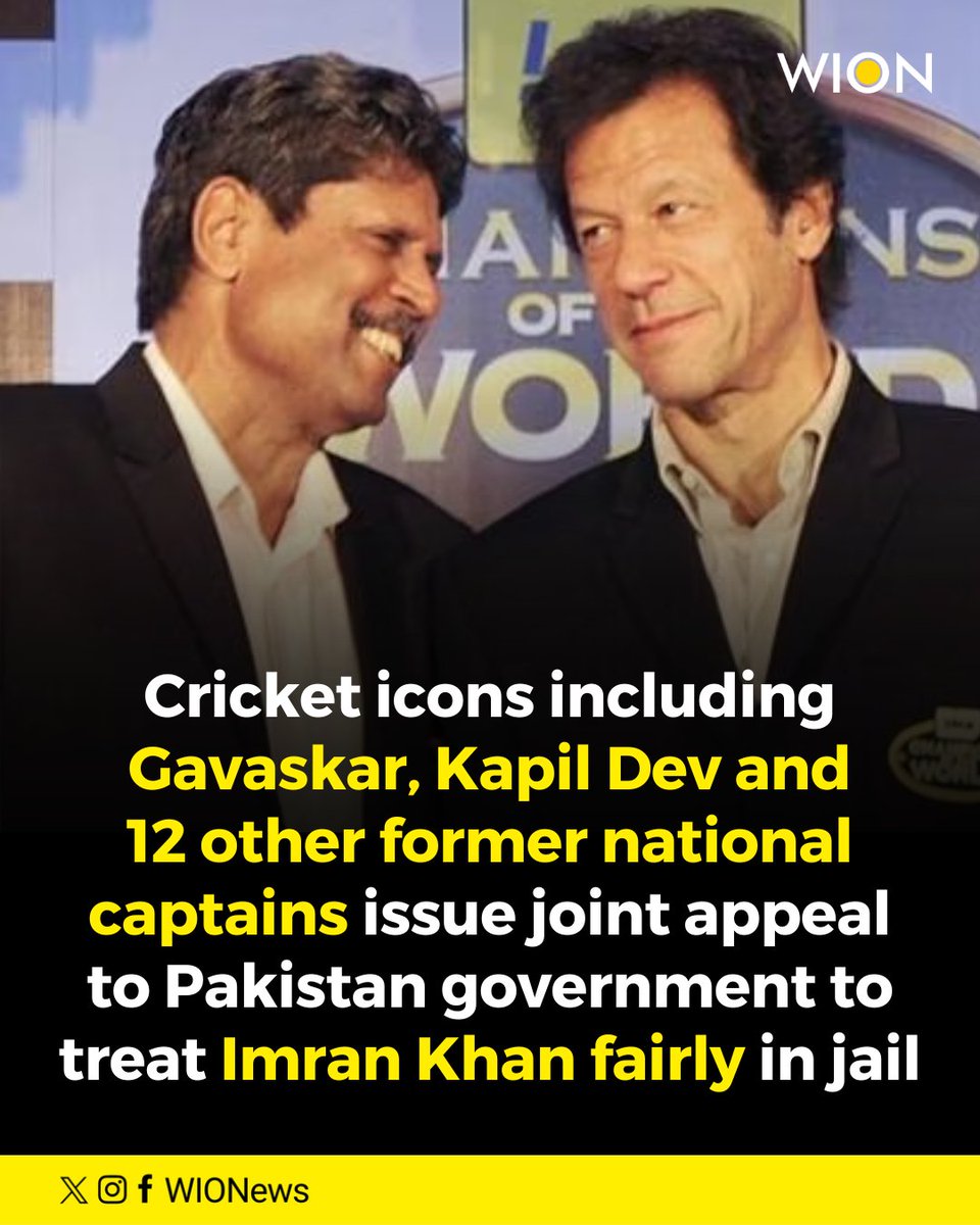 WIONews's tweet photo. In a rare united statement, 14 legendary cricket captains request Pakistani government to uphold fair treatment and human rights for jailed former prime minister Imran Khan
.
.
.
.
.
#Pakistan #ImranKhan #PTI #ImranKhanPTI https://t.co/OZJLXD08tp