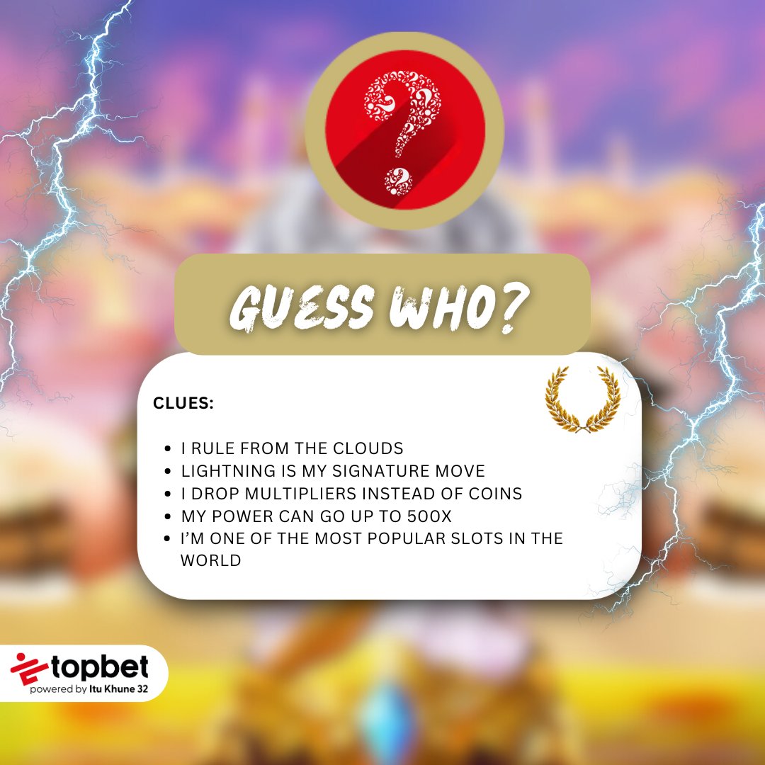 Think you know which slot this is? 👀

Comment your answer below and stand a chance to WIN a R50 Topbet voucher! 💸

How to Enter:
1️⃣ Comment your answer
2️⃣ Like this post
3️⃣ Follow Topbet

✅ Get it right &amp; you could WIN!
T’s &amp; C’s apply. Winner announced tomorrow.

#GuessWho