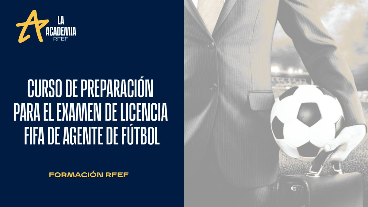 AcademiaRFEF's tweet photo. Abierto el periodo de preinscripción para el ‘𝗖𝘂𝗿𝘀𝗼 𝗱𝗲 𝗽𝗿𝗲𝗽𝗮𝗿𝗮𝗰𝗶𝗼́𝗻 𝗽𝗮𝗿𝗮 𝗲𝗹 𝗲𝘅𝗮𝗺𝗲𝗻 𝗱𝗲 𝗟𝗶𝗰𝗲𝗻𝗰𝗶𝗮 𝗙𝗜𝗙𝗔 𝗱𝗲 𝗔𝗴𝗲𝗻𝘁𝗲 𝗱𝗲 𝗙𝘂́𝘁𝗯𝗼𝗹’ 

Formato PRESENCIAL ➕ ONLINE

ℹ️ 👉 https://t.co/HV0sYtblCi

#AcademiaRFEF | #AgenteFIFA https://t.co/FwwaDvFtCj