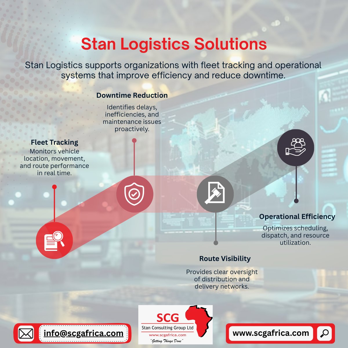 StanConsultingG's tweet image. Operational efficiency in logistics depends on visibility and control.

Stan Logistics supports organizations through fleet tracking and performance monitoring systems that help reduce downtime and improve operational reliability.

#StanLogistics #FleetManagement #CargoTracking