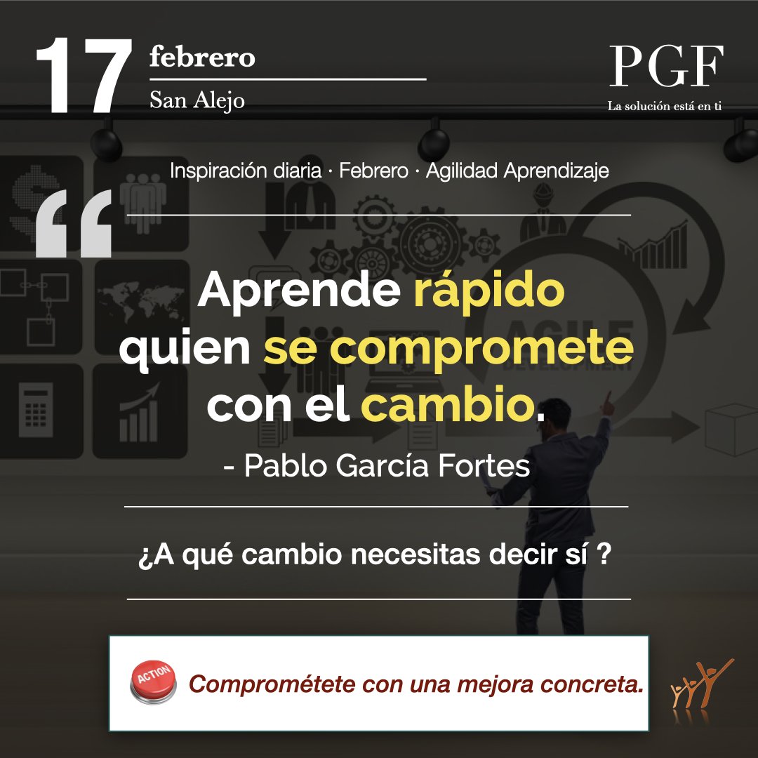«Aprende rápido quien se compromete con el cambio.»

Pablo García Fortes

¿A qué cambio necesitas decir si?

Microacción del día: Comprométete con una mejora concreta.

#Citadeldía  #PabloGarcíaFortes #AgilidadAprendizaje #LifelongLearning #Compromiso #SoftSkills