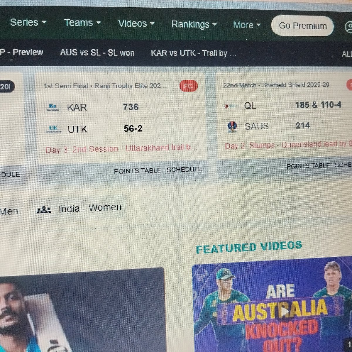mmakkar73's tweet photo. @cricbuzz Your scorecard home page doesn't even cover the scorecard of second Semi final between Bengal and J&amp;K. Not good.Need to show more respect to the first class cricket.#ranjitrophy2026 https://t.co/X4yugwKx1Y