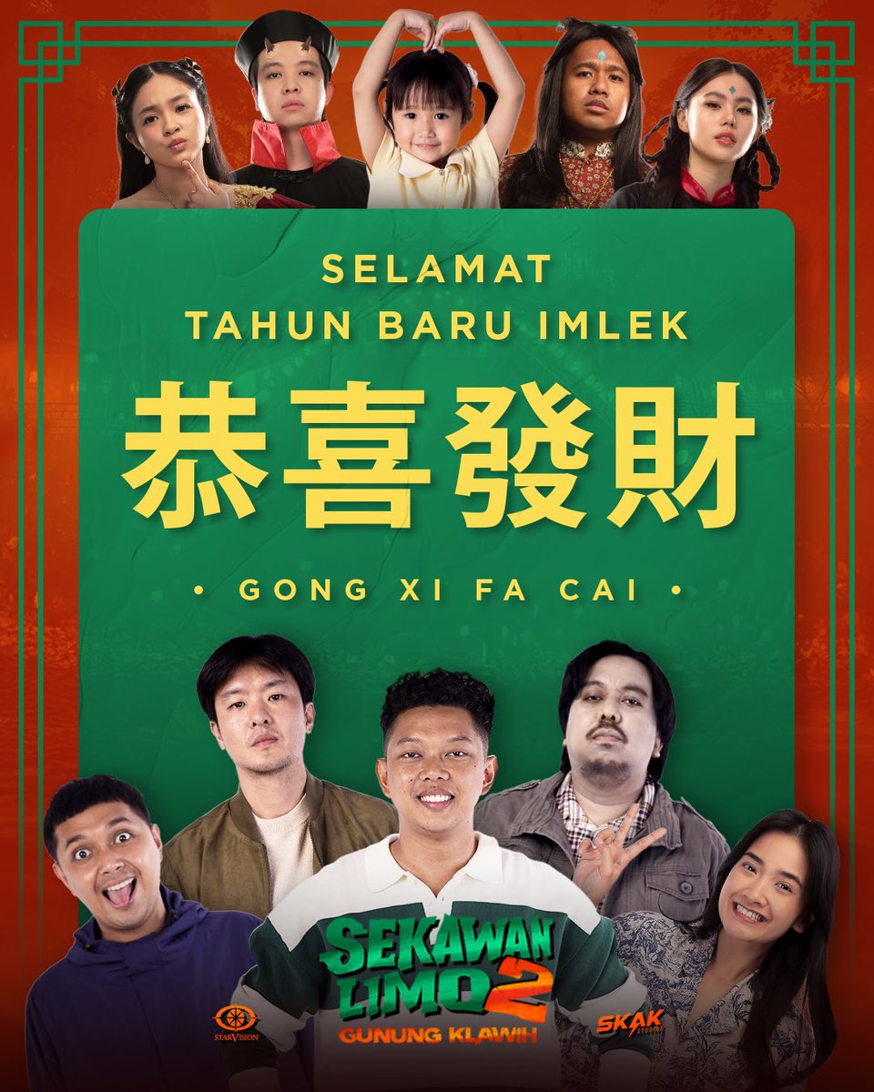 Starvisionplus's tweet image. ‧˚꒰🪭꒱ 𝘎𝘰𝘯𝘨 𝘟𝘪 𝘍𝘢 𝘊𝘢𝘪 ₊˚⋆

Selamat Tahun Baru Imlek 2026. 

Semoga keberuntungan, tawa, dan cerita baru yang indah hadir di tahun yang baru ini 🫶🏻🧧✨

#FilmKafirGerbangSukma #FilmSeninHargaNaik #FilmSekawanLimo #FilmShakaOhShaka #ShakaOcel