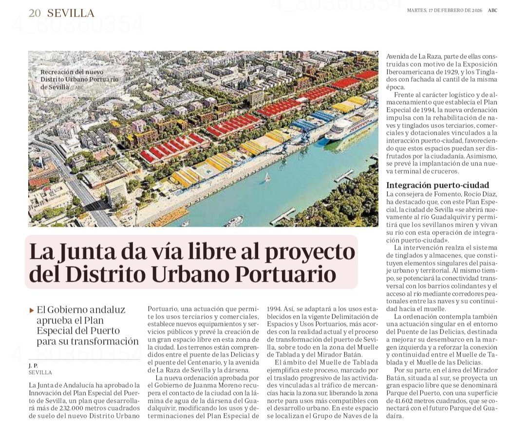 La Junta da vía libre para el desarrollo del Distrito Portuario de Sevilla.

Un nuevo polo económico, social y turístico que transformará la relación puerto-ciudad.

Avanzamos en el despegue de nuestra provincia favoreciendo proyectos claves para su desarrollo.