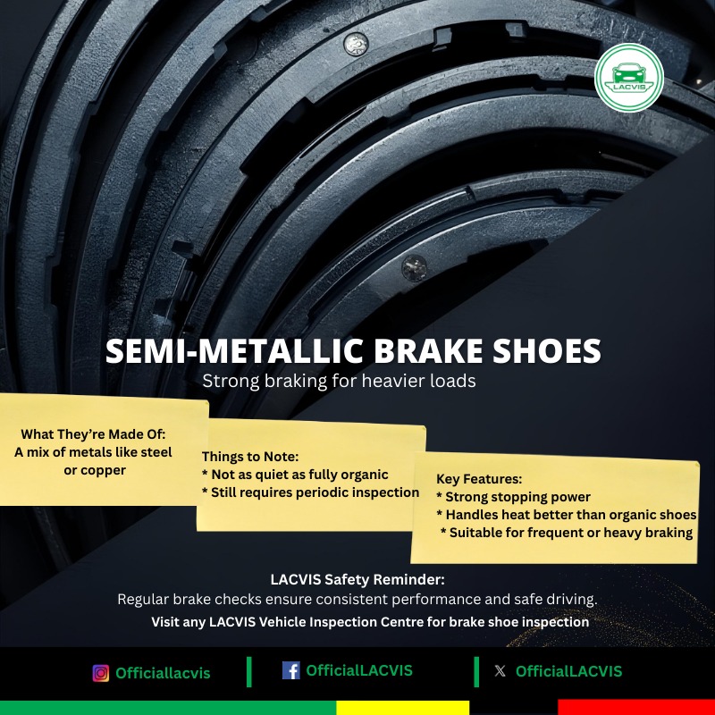 OfficialLACVIS's tweet image. Reliable braking starts with quality brake shoes. Semi-metalic types provide heat resistance and consistent stopping power.  

Visit LACVIS test centres for your regular inspection today. 

#BrakeSafety #VehicleMaintenance #Autocare #SafeDriving #LACVIS