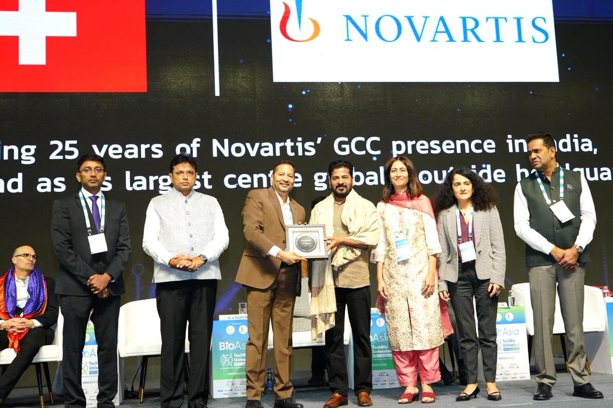 TelanganaCMO's tweet photo. Positioning Telangana at the forefront of the global life sciences revolution, the 23rd edition of #BioAsia2026 commenced on a grand and visionary note in Hyderabad.

▪️Inaugurating the summit, Hon’ble Chief Minister of Telangana, @revanth_anumula, outlined the State’s ambition to transform #Hyderabad from the “Vaccine Capital of the World” into the “Global Life Sciences Capital.” 

▪️He invited global life sciences leaders to partner in building an integrated, innovation-driven ecosystem spanning bulk drugs to biologics, manufacturing to discovery, and India to global markets.

▪️Held under the theme “#TechBio Unleashed: AI, Automation & the Biology Revolution,” BioAsia 2026 brought together leading scientists, industry leaders, policymakers, investors, and innovators from across the globe, reinforcing its stature as a premier platform shaping the future of pharmaceuticals, biotechnology, vaccines, biosciences, and healthcare.

▪️Launching the summit alongside IT & Industries Minister Shri @OffDSB, the Chief Minister reaffirmed Telangana’s commitment to investment, innovation, and enterprise. 

▪️He emphasized that the State competes with leading global life sciences hubs and is positioning Hyderabad as a comprehensive centre for research excellence, design innovation, and next-generation healthcare solutions.

▪️He noted that #BioAsia stands as proof of Hyderabad’s emergence as a leading #lifesciences hub and expressed confidence that the summit would soon attain global recognition on par with the @wef in Davos.

▪️Highlighting policy stability, regulatory clarity, and a future-ready ecosystem, he invited global stakeholders to invest, establish Global Capability Centres (#GCCs), build innovation hubs, and scale AI-driven manufacturing and clinical analytics platforms in Telangana.

▪️Over the past two years, the State has attracted investments exceeding ₹73,000 crore in the life sciences sector. At Davos, #Telangana unveiled its new Life Sciences Policy, expanded Genome Valley, and launched “One Bio” to accelerate integrated, world-class research and innovation.

▪️BioAsia 2026 witnessed participation from over 500 global companies and more than 4,000 delegates. On the occasion, the Chief Minister presented the Genome Valley Excellence Award 2026 to Prof. Bruce L. Levine in recognition of his distinguished contributions to medical science.
@BioAsiaOfficial 
#23rdBioAsia2026 #BioAsiaSummit #TelanganaRising2047