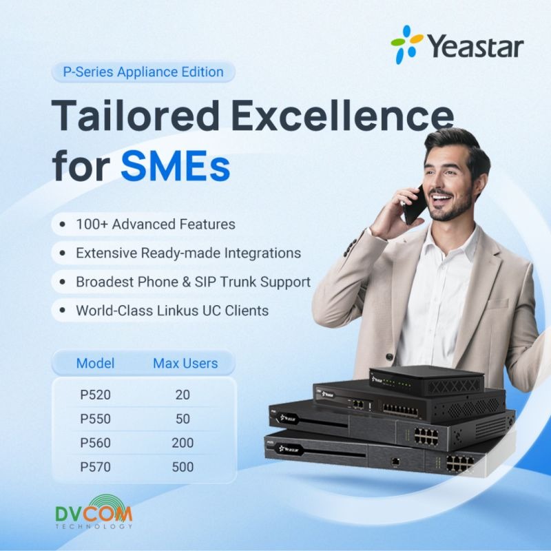 DvcomTechnology's tweet image. SMEs, are you outgrowing your phone system?

Yeastar P-Series unifies calls, chats &amp;amp; collaboration in one scalable platform. Enterprise power, minus the complexity.
Upgrade with DVCOM Technology:
📧sales@datavoiz.com
🌐dvcom.ae

#DVCOM #Yeastar #VoIP #SMEsolutions