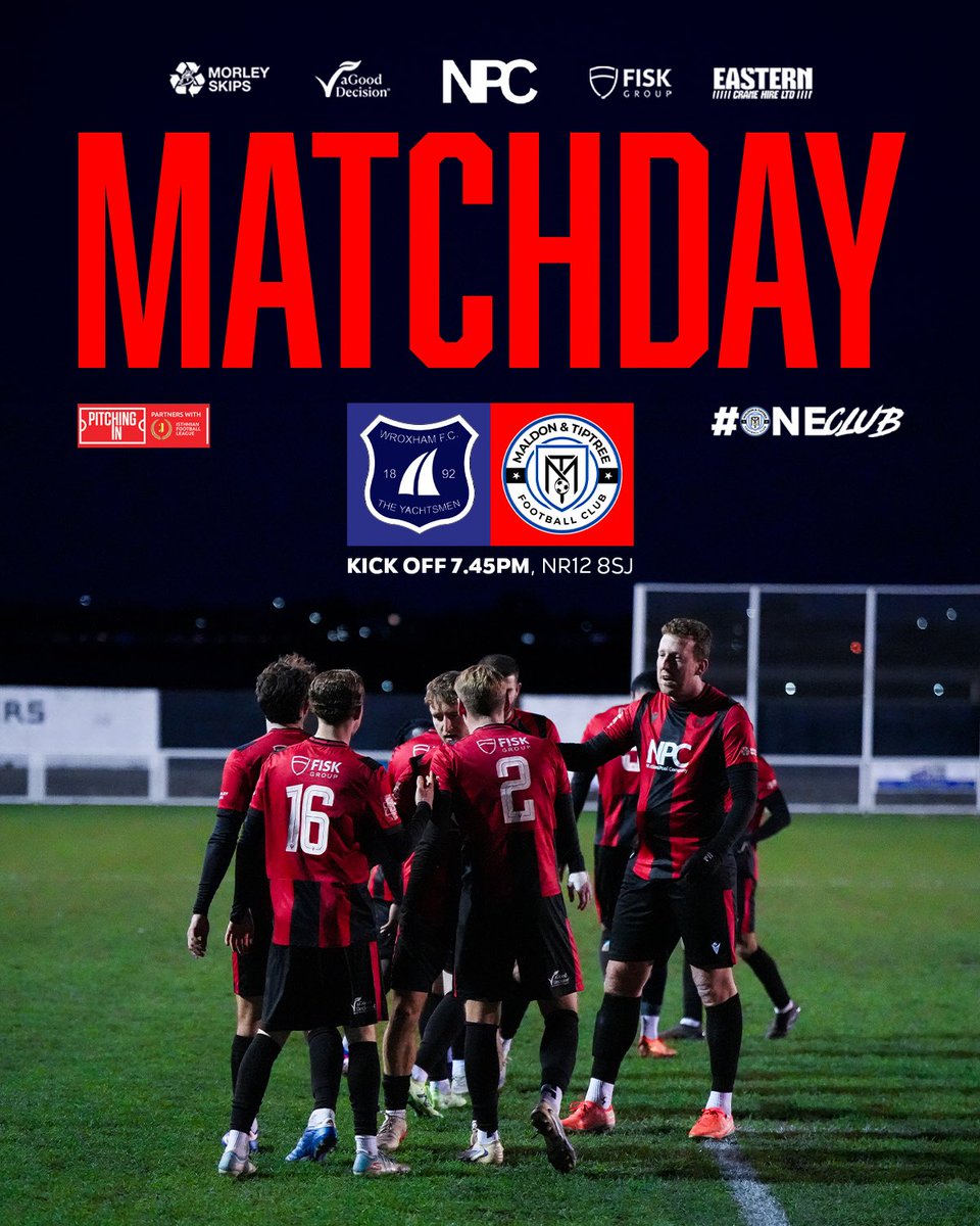 Time for some Tuesday night football. ✨

🆚 <a href="/The_Yachtsmen/">Wroxham FC</a> 
⏰ Kick Off - 7.45PM
🏟️ Ginger Pickle Arena
🏆 <a href="/IsthmianLeague/">The Pitching In Isthmian League</a> North

Safe travels tonight to all the Jammers making the journey 💙🍓