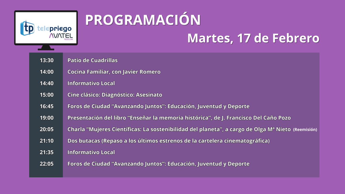 #telepriego
#avateltelecom
#clictv🎞️📺🍿
#canalrecuerda
#febrero2026✨
#invierno2026🌧️🥶
#carnaval2026🎭🎉🥁❤️