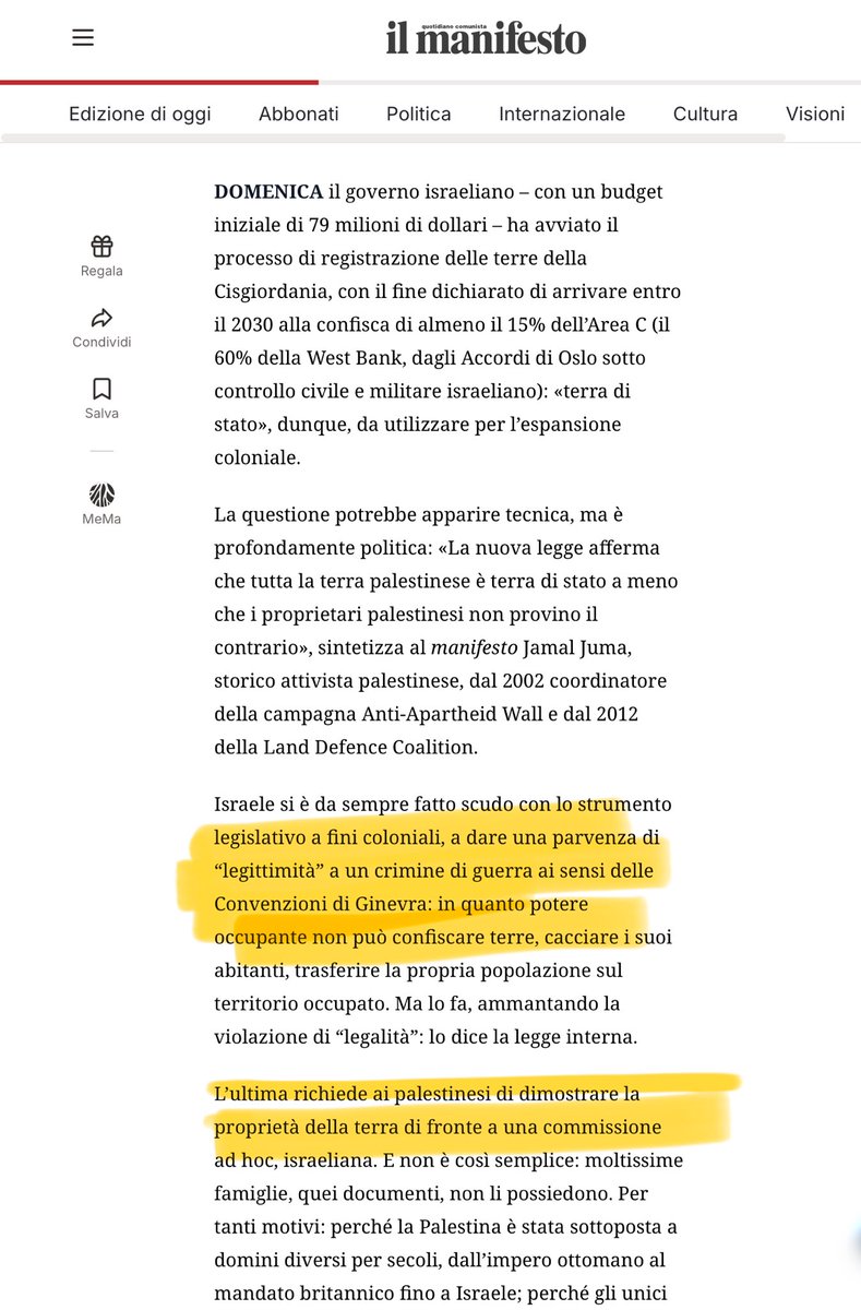 Andiamo a “osservare” uno Stato genocidiario, che definiamo alleato, che commettendo l’ennesimo crimine di guerra toglie gli ultimi brandelli di terra ai palestinesi. E no, non c’è sicurezza che tenga: non raccontatemelo, non raccontatevelo. 

⁦<a href="/ChiaraCruciati/">Chiara Cruciati</a>⁩ ⁦
