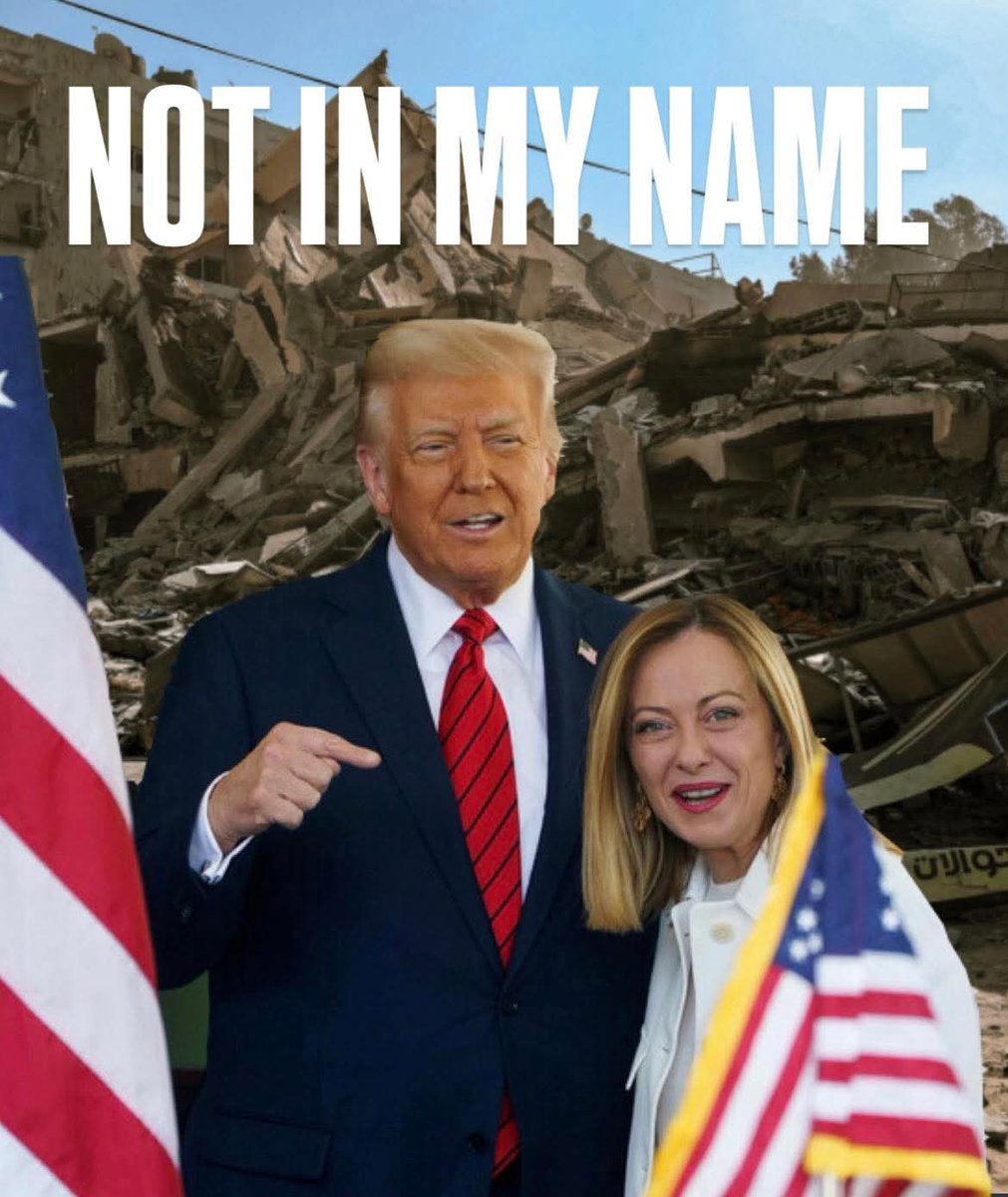 Giorgia Meloni entrerà nel  “Board of Peace” di  Donald Trump,  ufficialmente solo come “osservatore”.
Così:
Aggira l’articolo 11 della Costituzione
Bacia la pantofola a Donald Trump. 
Sostiene un organismo neocolonialista  sulla pelle dei palestinesi. 
Ma non in mio nome.