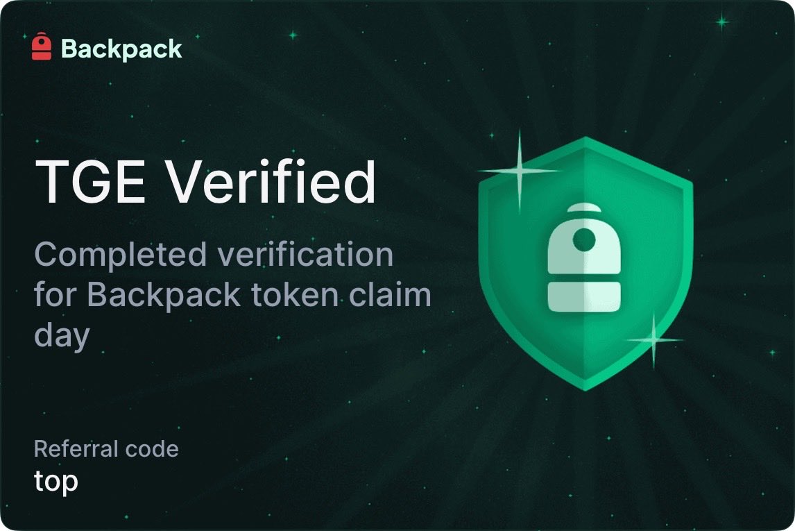 ae có sử dụng Backpack thì vào kyc nhé

✅ Update lên app mới nhất
✅ Quét mặt là xong
❌ Nghe đồn ae bên tàu mua kyc giờ k biết tìm đâu người cũ để kyc :)))

Airdrop soon $BP