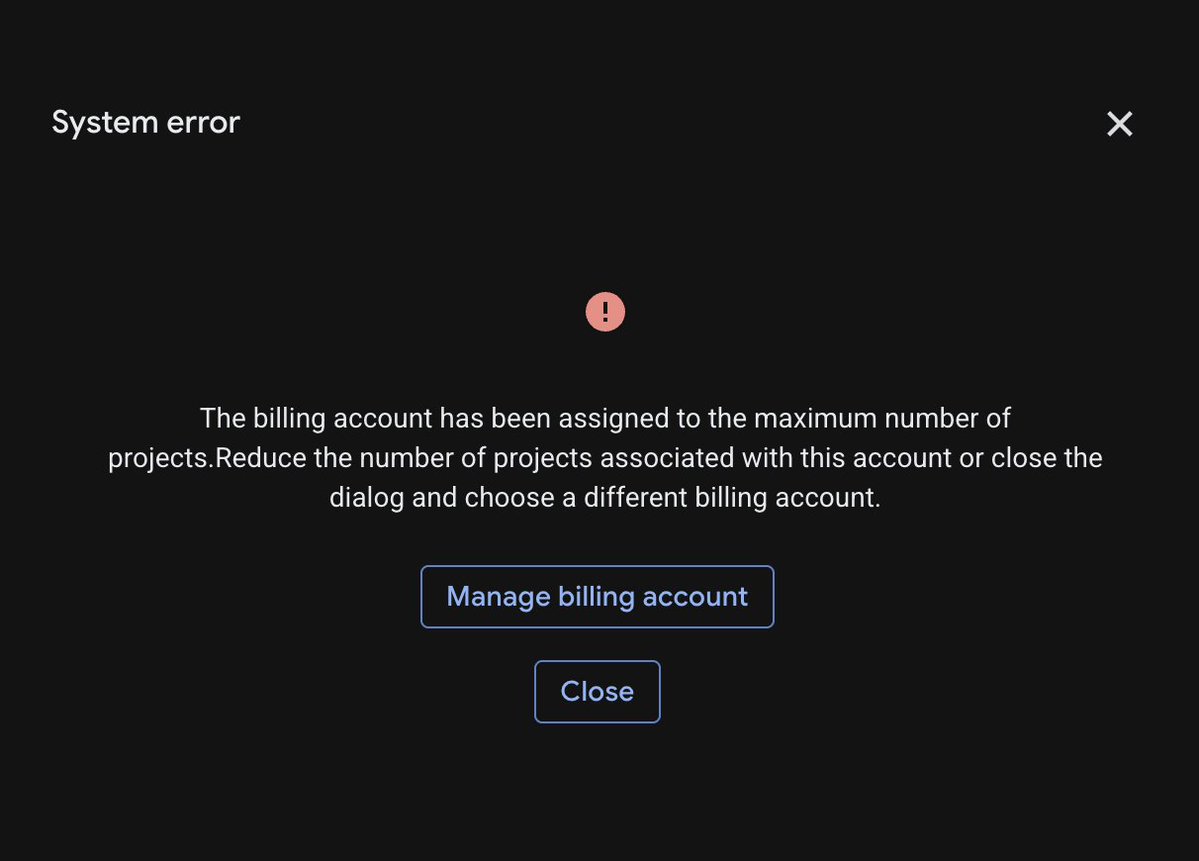 Billing project limit error