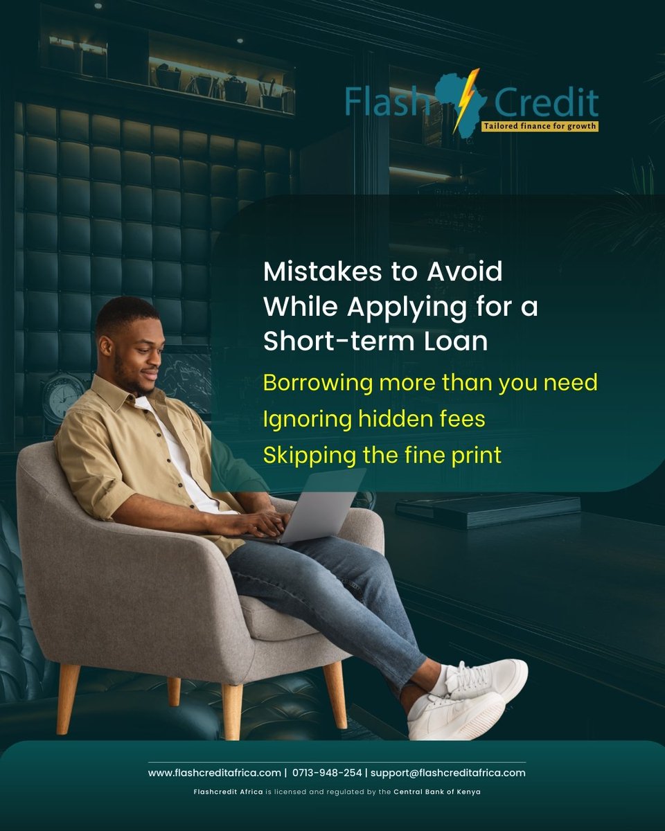 Access salary advance loans of up to KES 250,000, approved the same day — designed for short-term needs at 20% for one month.

Apply by
Submitting your application documents to:
E: support@flashcreditafrica.com
or via WhatsApp: 0713 948 254
For more information call 0713-948-254
