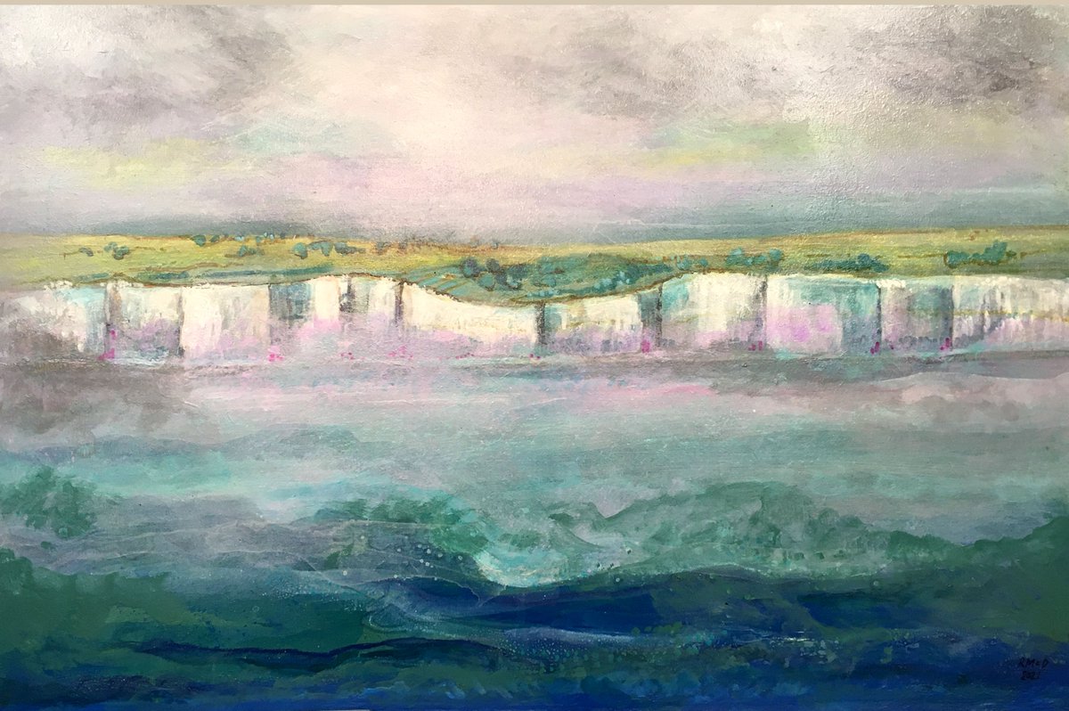 A painting of the cliffs at Dover  always a welcome sight and one that has deep significance to homecomers - I love to paint the landscape 
#landscape #Cliffside #Dover #CliffsofDover #moody #painting #landscapepainting #artist #Kent #whitecliffs #Kentlandscape #seascape #artist