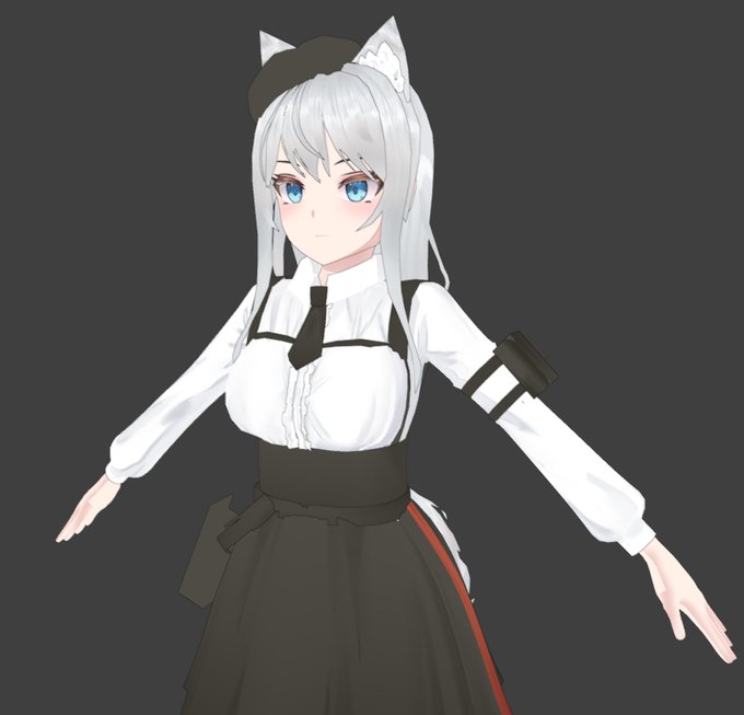 VRC向けにアバター作ってる。後ろクソでかリボンつけるか悩み中。3月までにだせたらいいな 