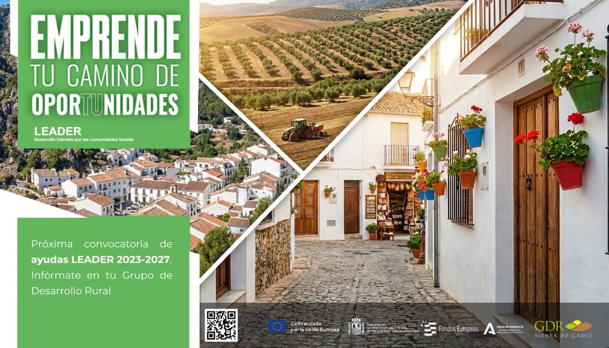 📢 Próxima convocatoria de ayudas LEADER 2023–2027

¿Tienes un proyecto en mente? 💡
Infórmate sobre las ayudas disponibles en el GDR Sierra de Cádiz.
📧 gdr@gdrsierradecadiz.org
🌐 gdrsierradecadiz.org

#Leader #DesarrolloRural #SierraDeCádiz #EmprendimientoRural #Ayudas